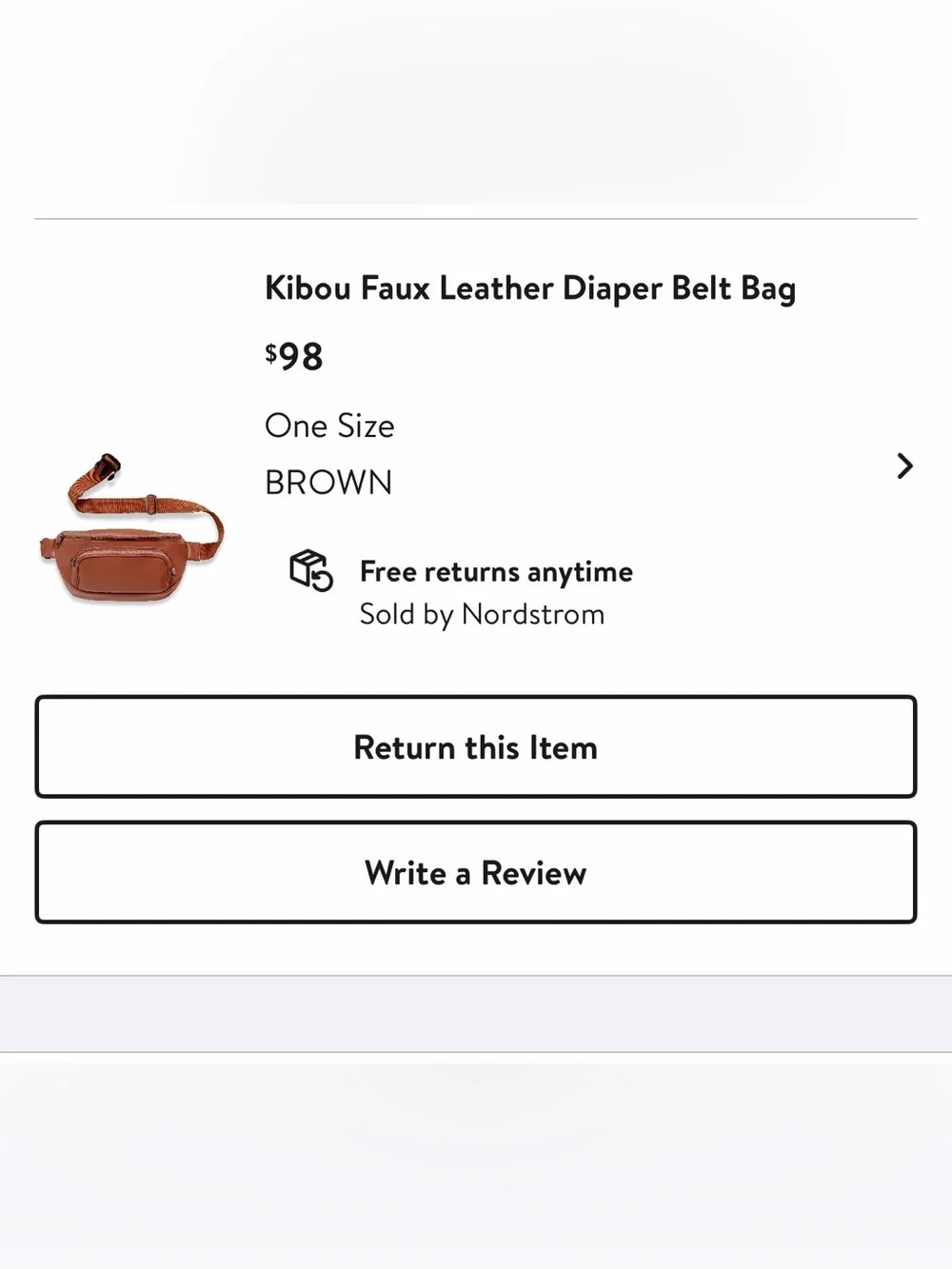 Kibou faux leather diaper belt bag BROWN